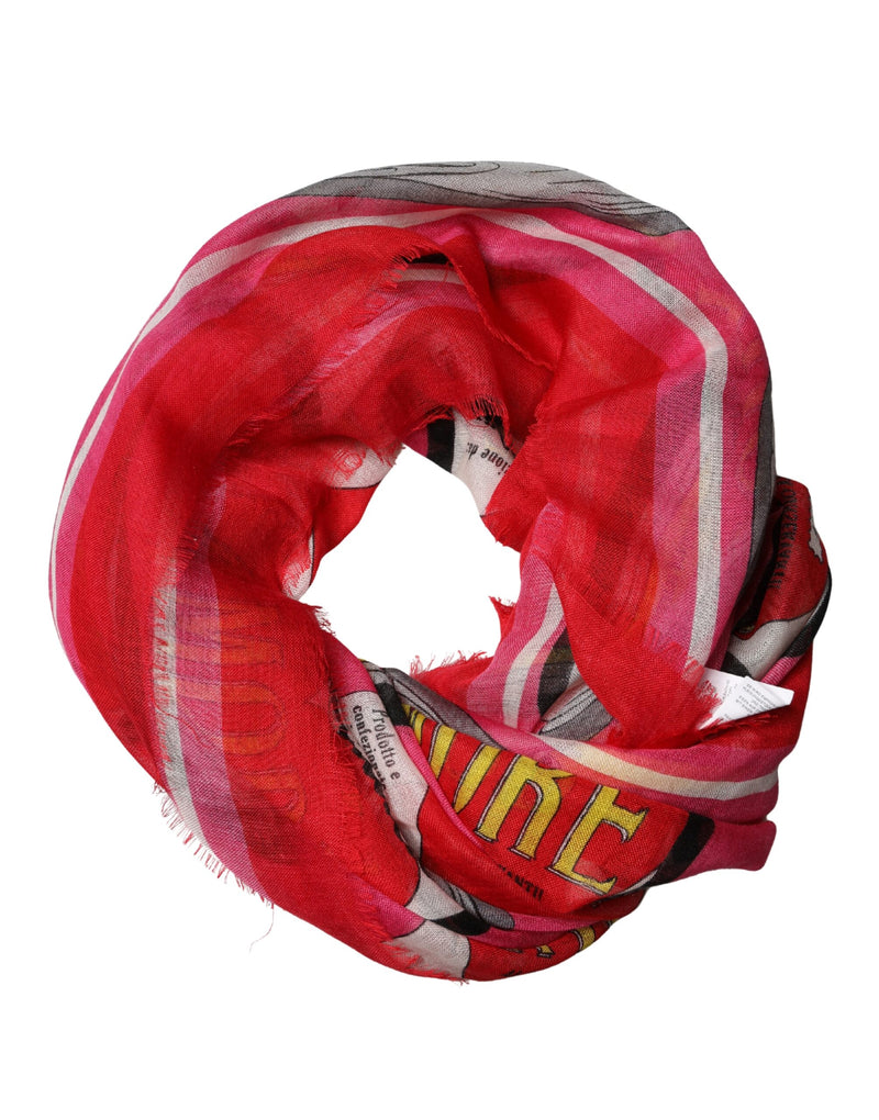 Dolce & Gabbana Pink DG Amore Print Neck Square Shawl Scarf