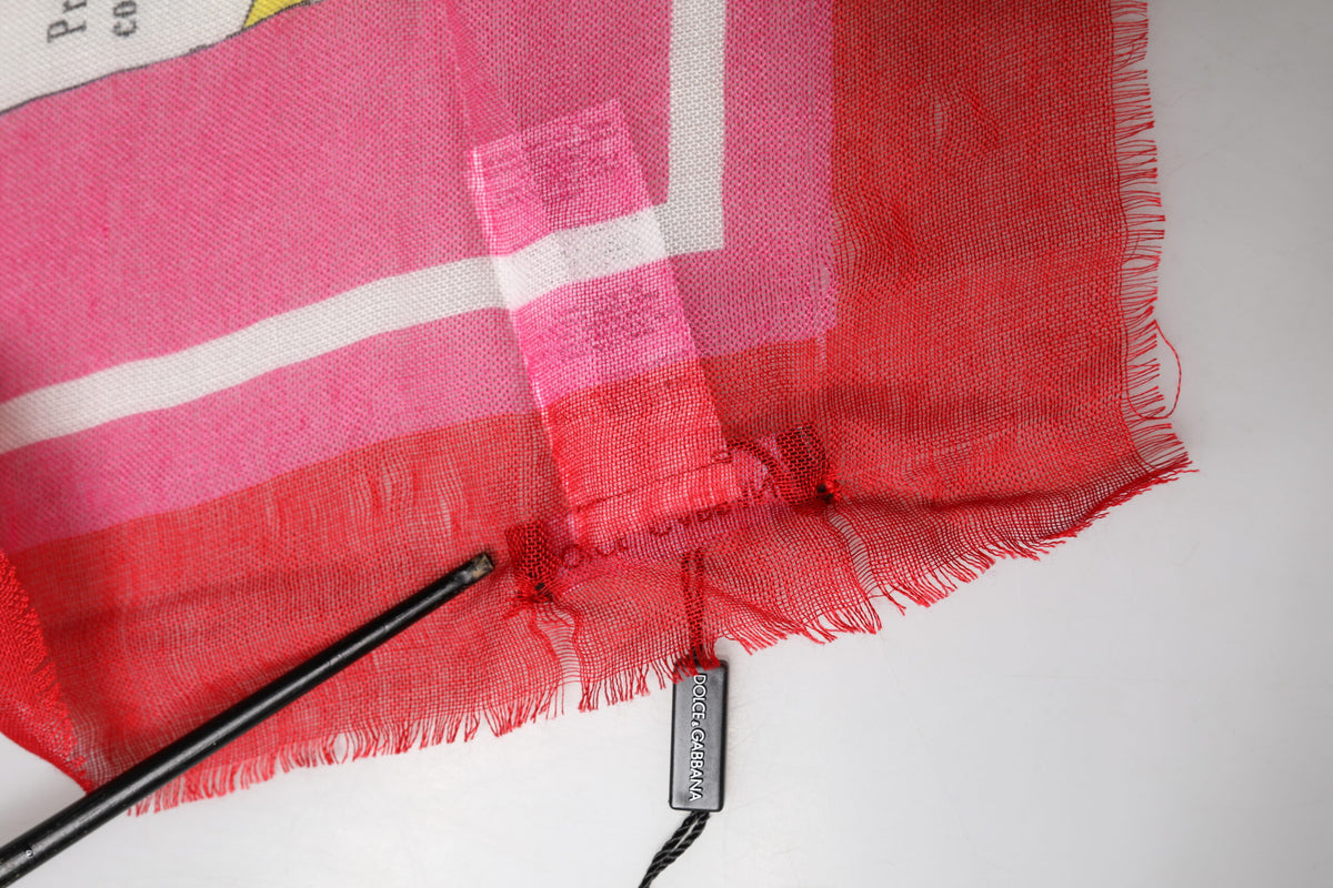 Dolce & Gabbana Pink DG Amore Print Neck Square Shawl Scarf