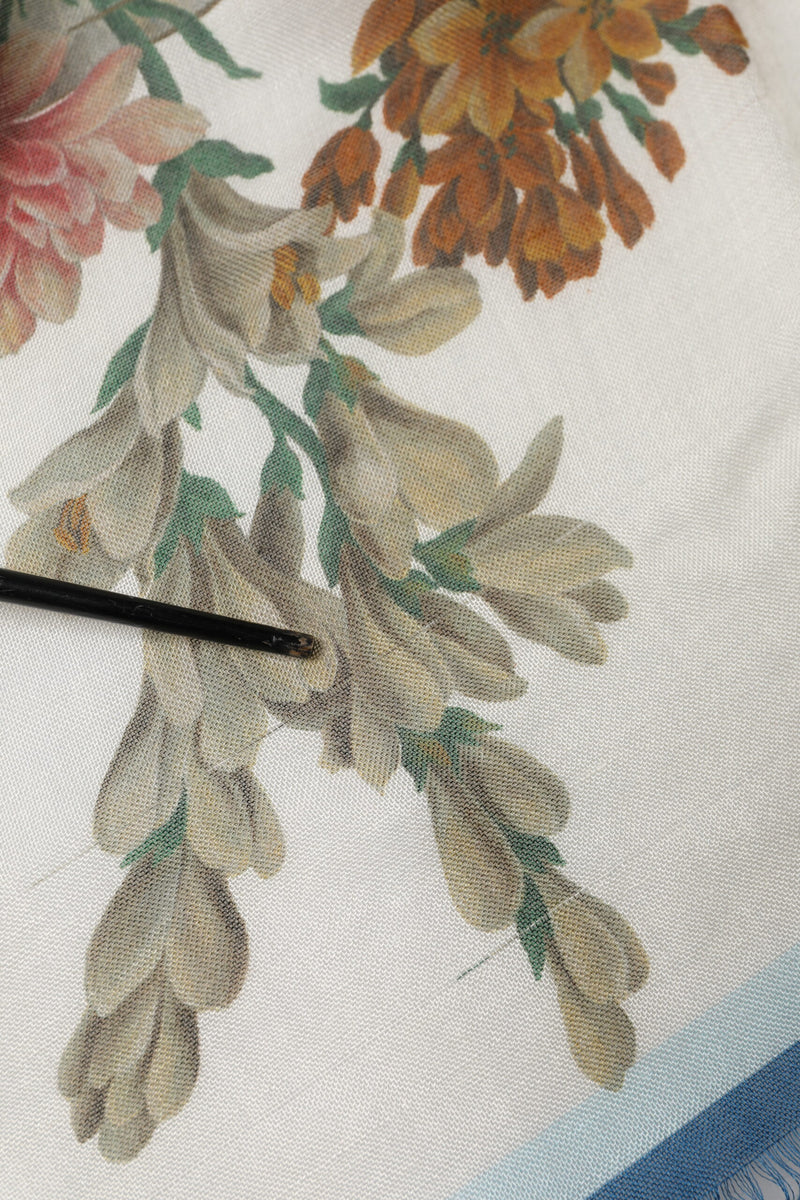Dolce & Gabbana White Flower Vase Cashmere Stole Wrap Scarf