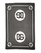 Dolce & Gabbana Black White Polka Dot Logo Stole Wrap Scarf