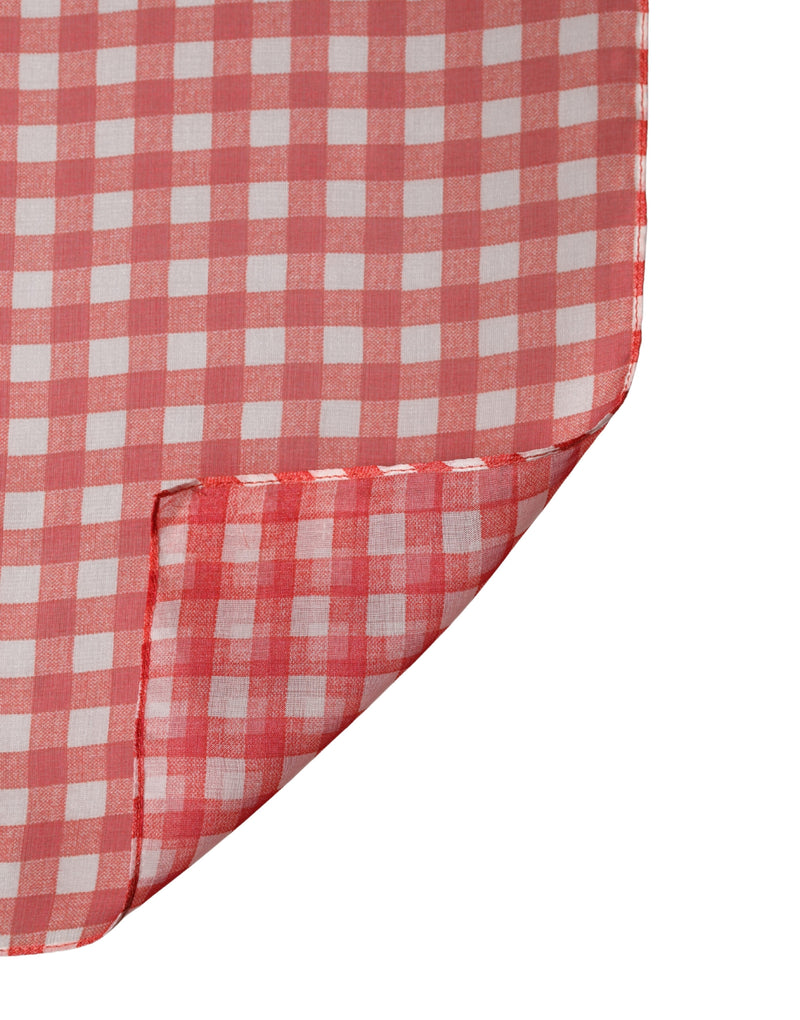 Dolce & Gabbana White Red Check Silk Wrap Foulard Scarf