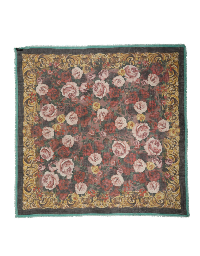 Dolce & Gabbana Multicolor Floral Cashmere Square Stole Scarf