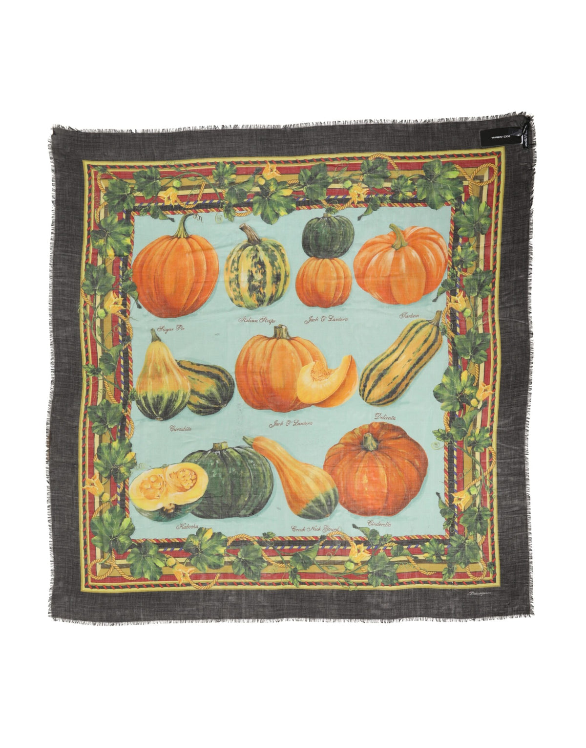 Dolce & Gabbana Multicolor Pumpkin Cashmere Stole Scarf