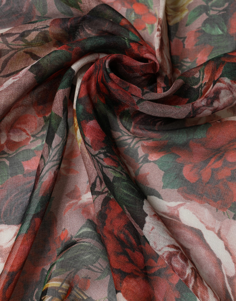 Dolce & Gabbana Multicolor Floral Cashmere Square Stole Scarf