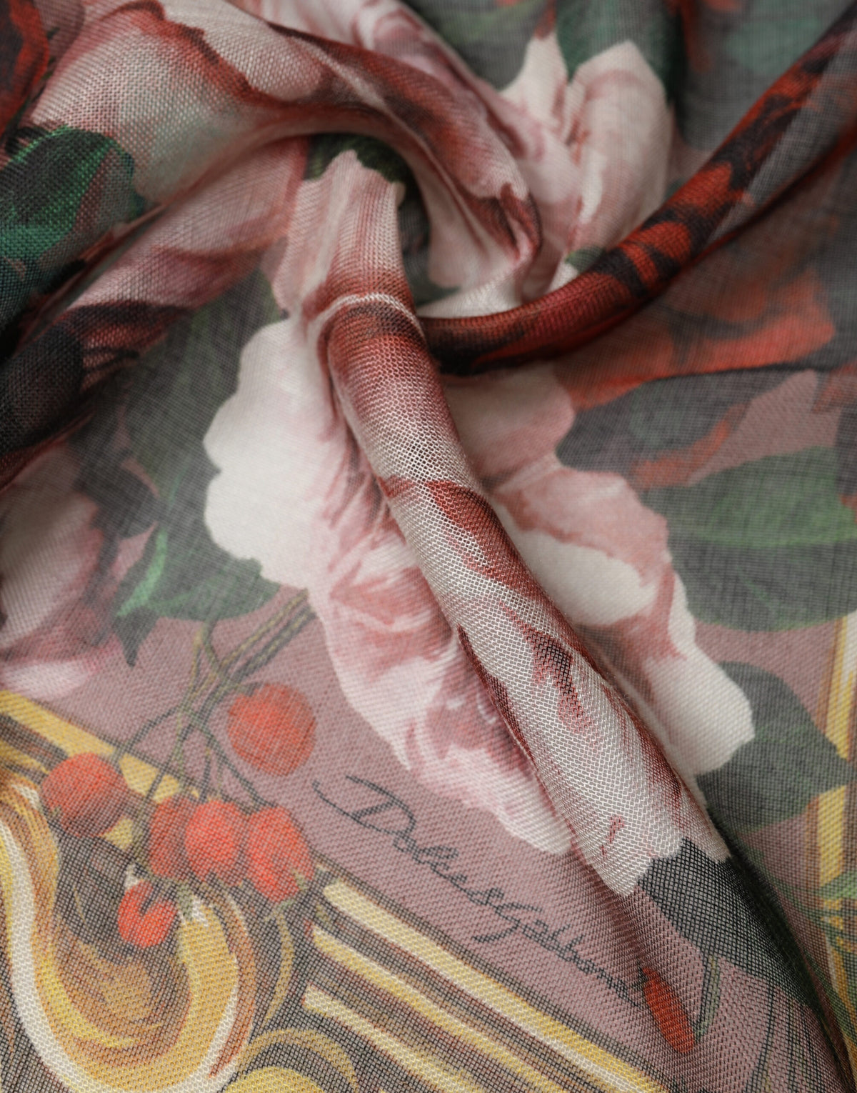 Dolce & Gabbana Multicolor Floral Cashmere Square Stole Scarf