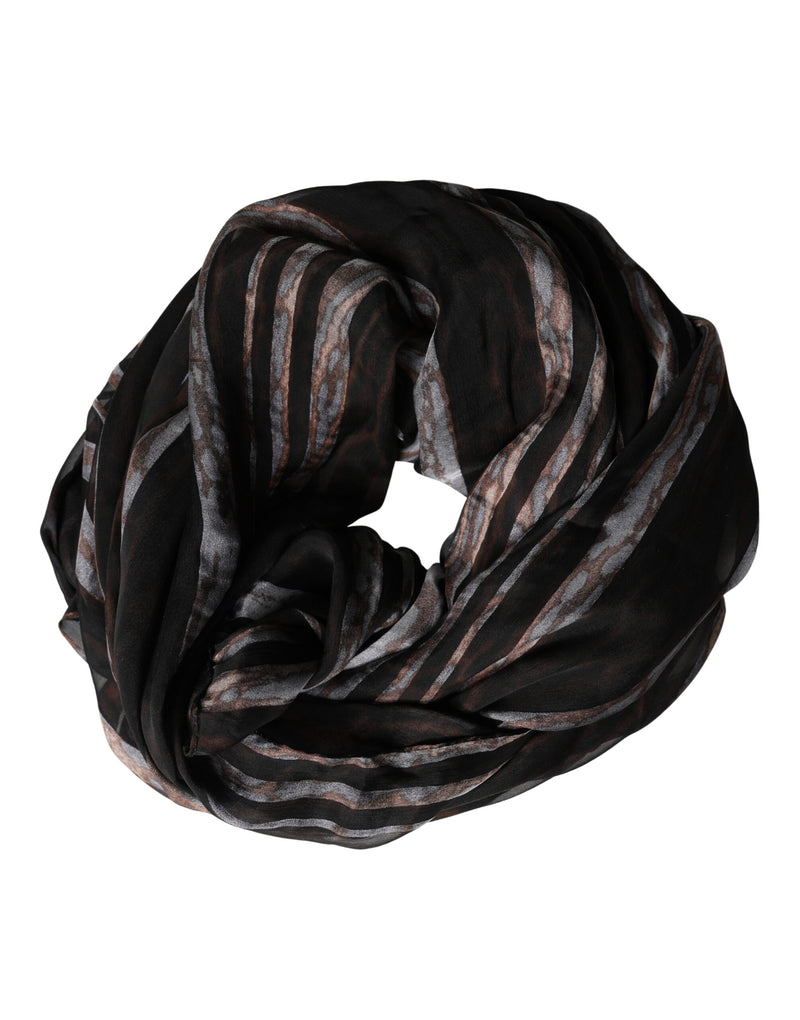 Dolce & Gabbana Black Stripes Silk Wrap Shawl Stole Scarf