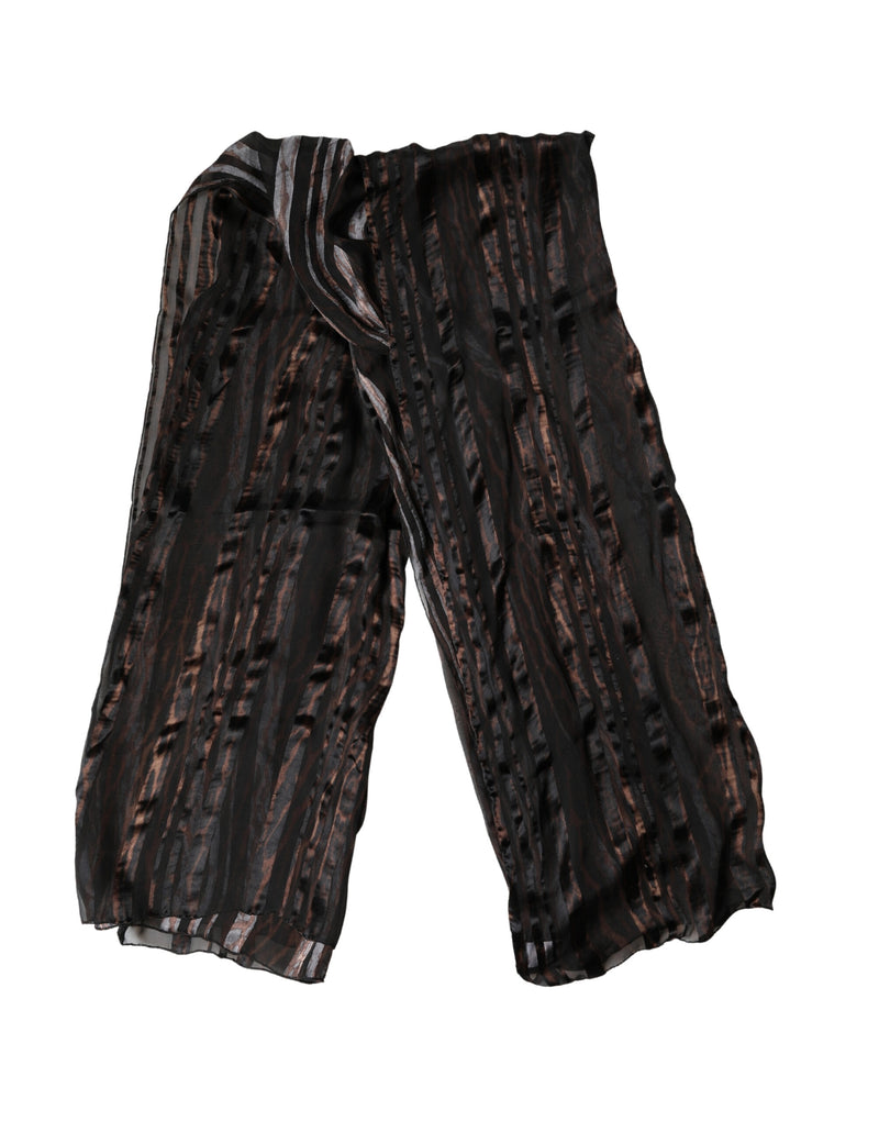 Dolce & Gabbana Black Stripes Silk Wrap Shawl Stole Scarf