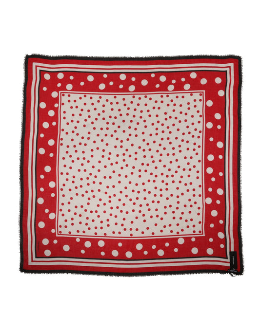 Dolce & Gabbana Red Polka Dot Print Square Stole Scarf