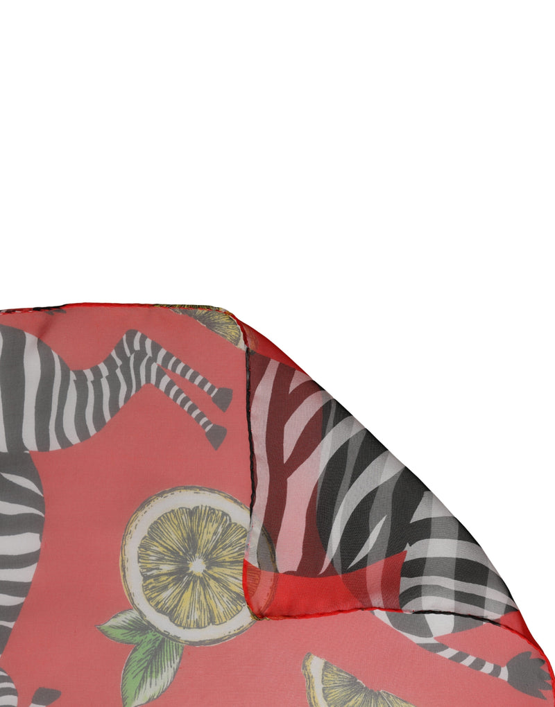 Dolce & Gabbana Red Zebra Print Silk Wrap Shawl Stole