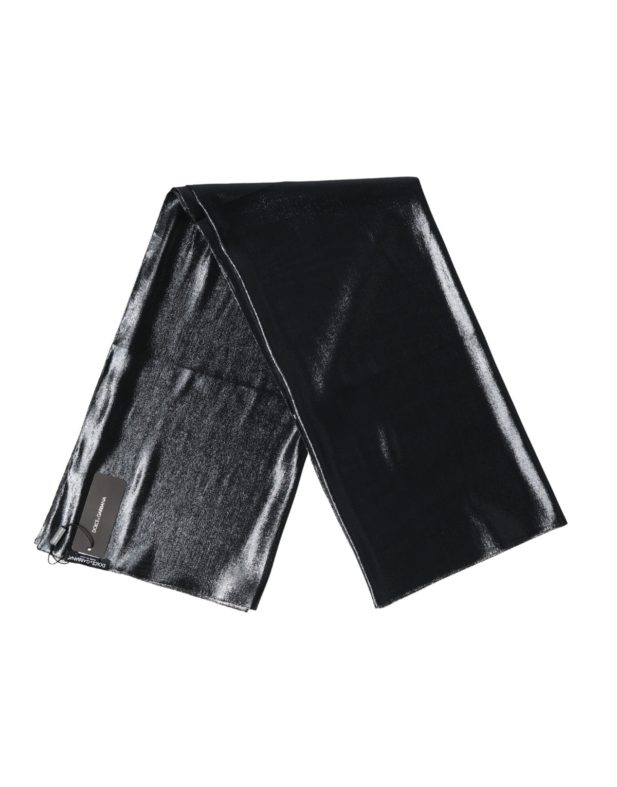 Dolce & Gabbana Black Silk Lurex Foulard Wrap Shawl