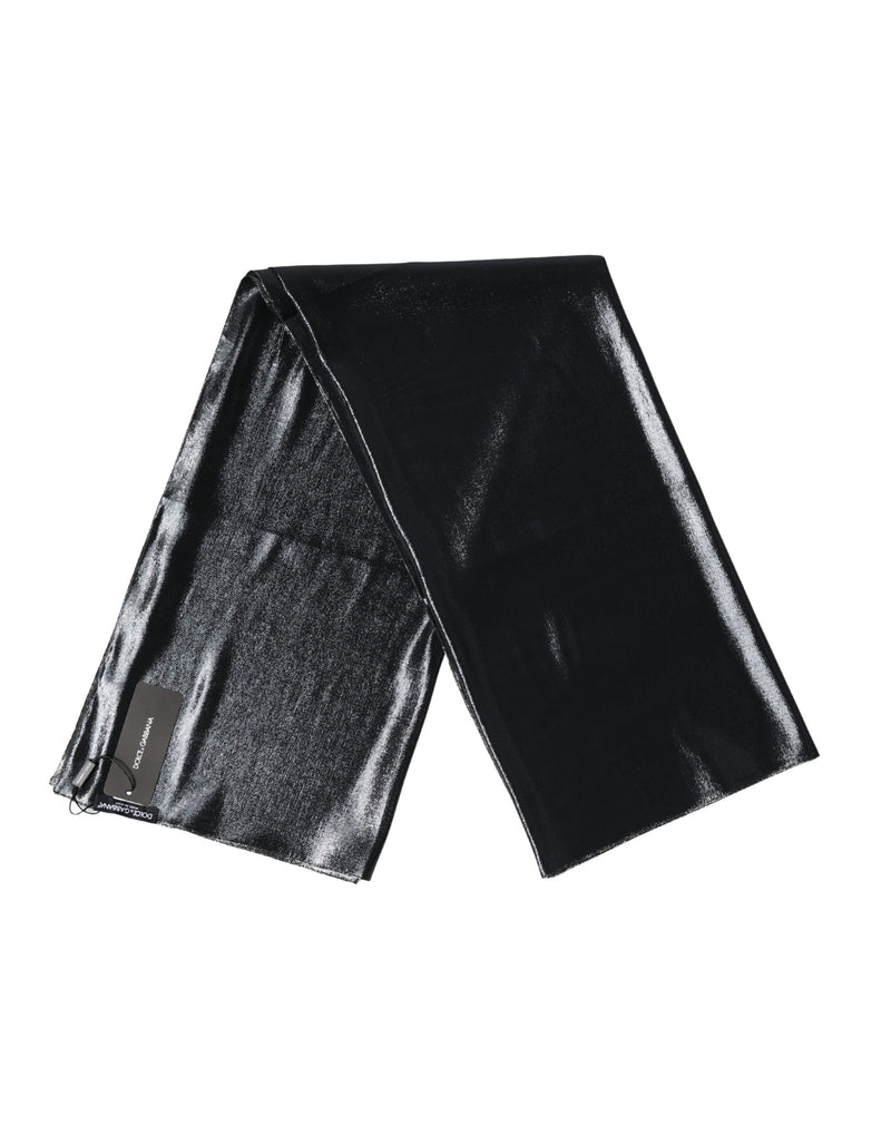 Dolce & Gabbana Black Silk Lurex Foulard Wrap Shawl