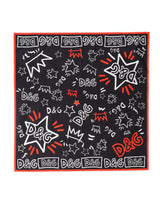 Dolce & Gabbana Foulard Scarf en Coton Noir Blanc Rouge avec Logo DG