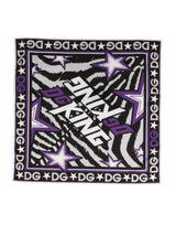 Dolce & Gabbana Black Purple DG King Cotton Foulard Scarf