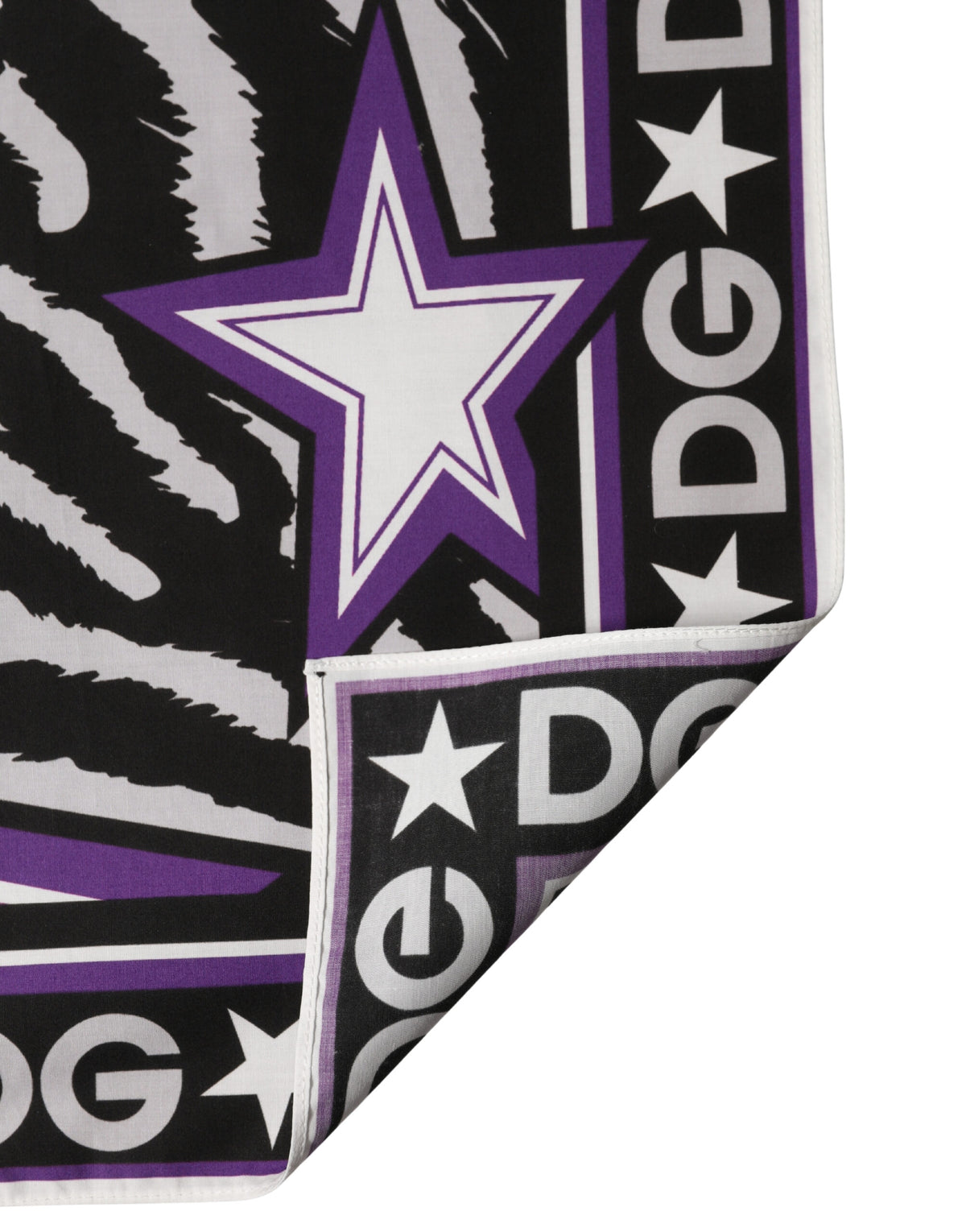 Dolce & Gabbana Black Purple DG King Cotton Foulard Scarf
