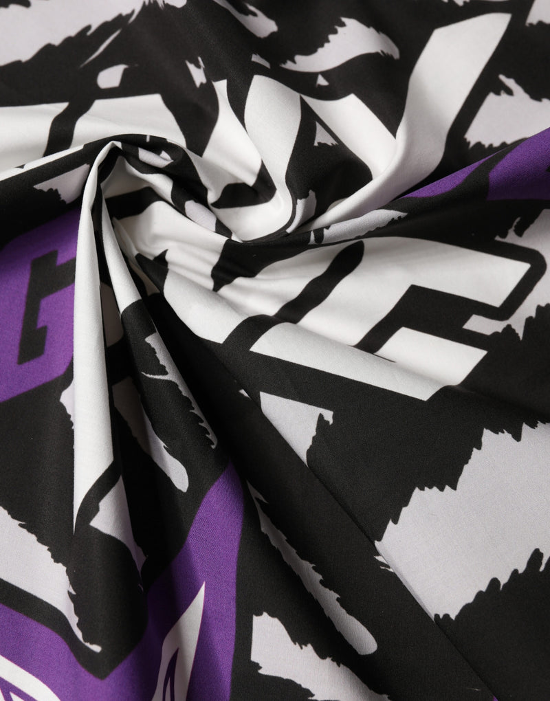 Dolce & Gabbana Black Purple DG King Cotton Foulard Scarf