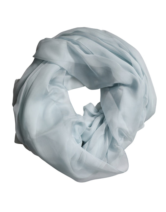 Dolce & Gabbana Light Blue Silk Sash Wrap Foulard 268cm x 120cm Scarf