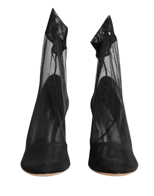 Dolce & Gabbana Black Nylon Stretch Mesh Sock Boots