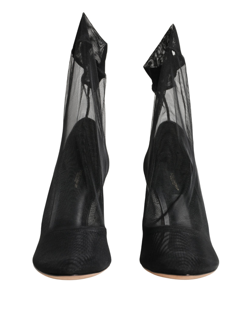 Dolce & Gabbana Black Nylon Stretch Mesh Sock Boots