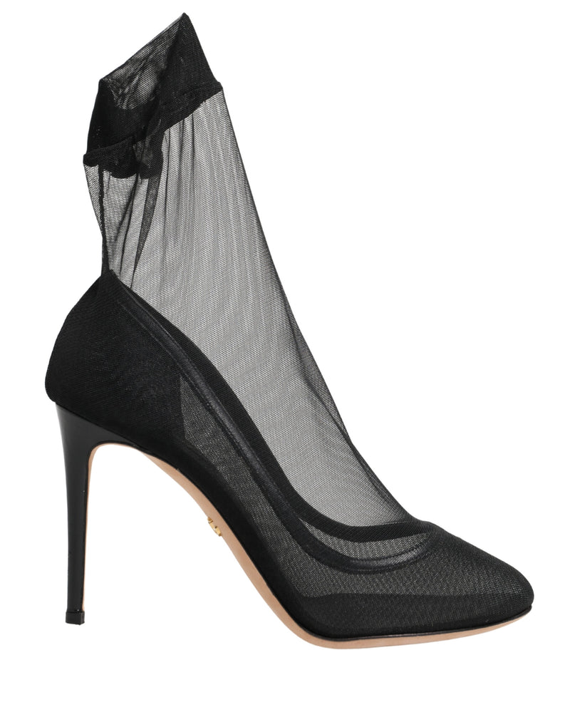 Dolce & Gabbana Black Nylon Stretch Mesh Sock Boots