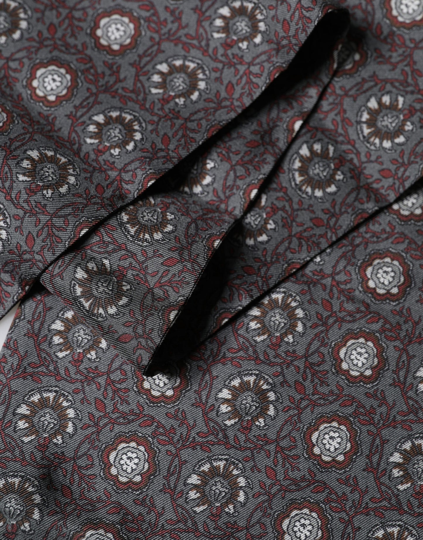Dolce & Gabbana Grey Red Silk Medallion Print Neck Wrap Scarf