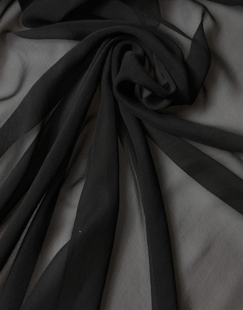 Dolce & Gabbana Black Silk Neck Wrap Shawl Stole Scarf