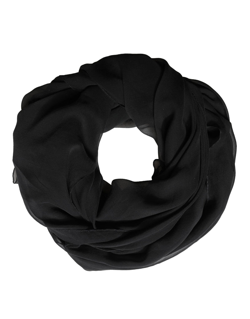 Dolce & Gabbana Black Silk Neck Wrap Shawl Stole Scarf