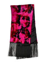 Dolce & Gabbana Pink Black Faux Fur Neck Wrap with Fringes