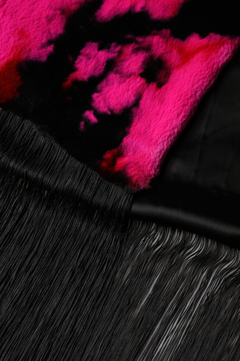 Dolce & Gabbana Pink Black Faux Fur Neck Wrap with Fringes