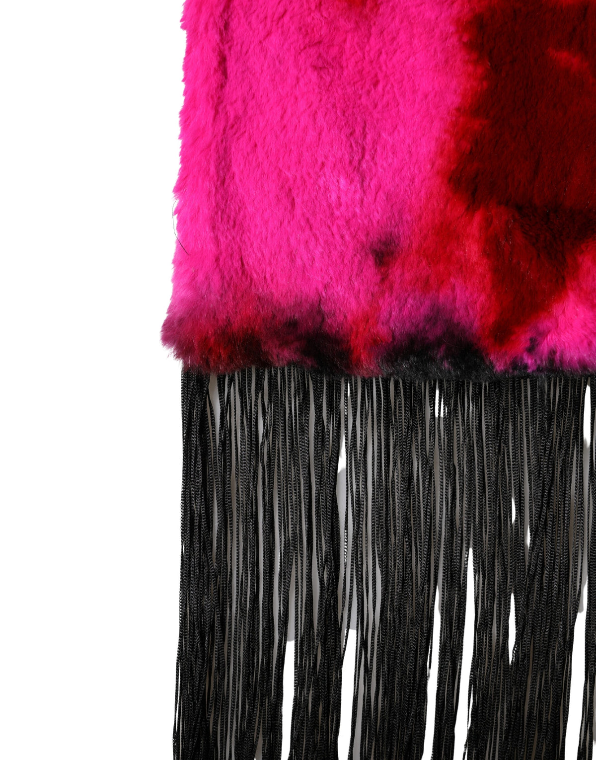 Dolce & Gabbana Pink Black Faux Fur Neck Wrap with Fringes