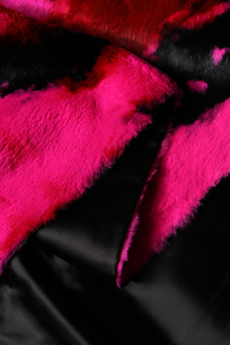 Dolce & Gabbana Pink Black Faux Fur Neck Wrap with Fringes