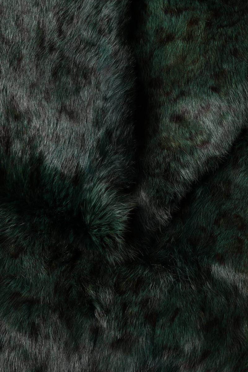 Dolce & Gabbana Black Green Stripe Faux Fur Shawl Scarf