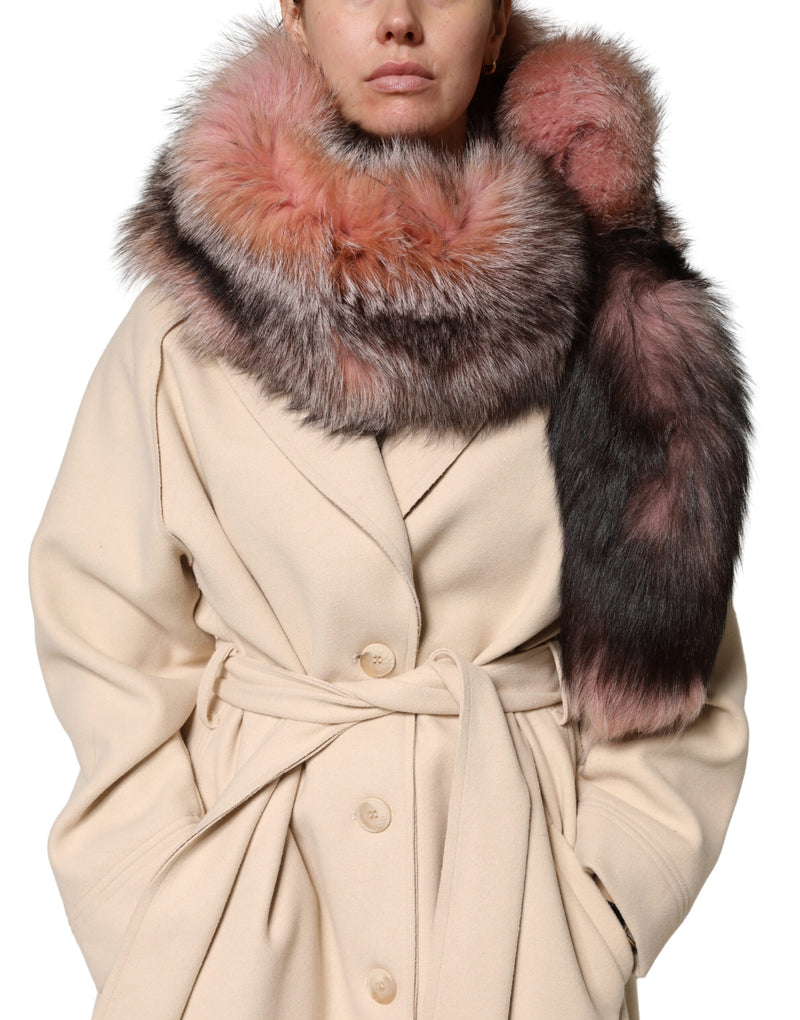 Dolce & Gabbana Pink Frost Fox Fur Neck Warmer Scarf