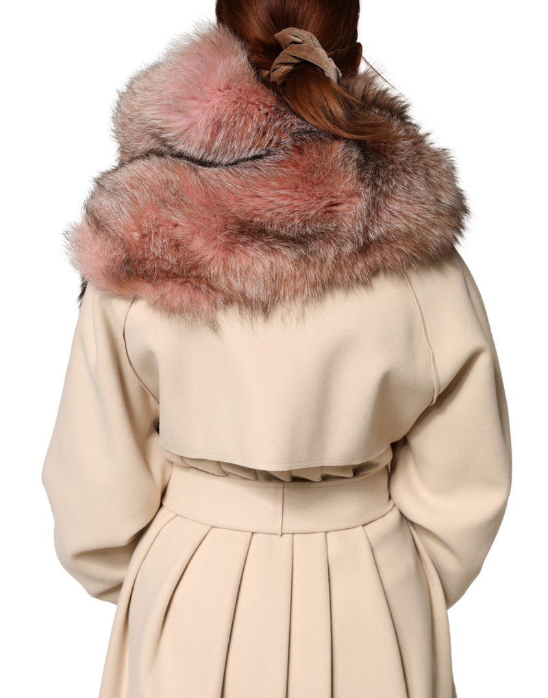 Dolce & Gabbana Pink Frost Fox Fur Neck Warmer Scarf
