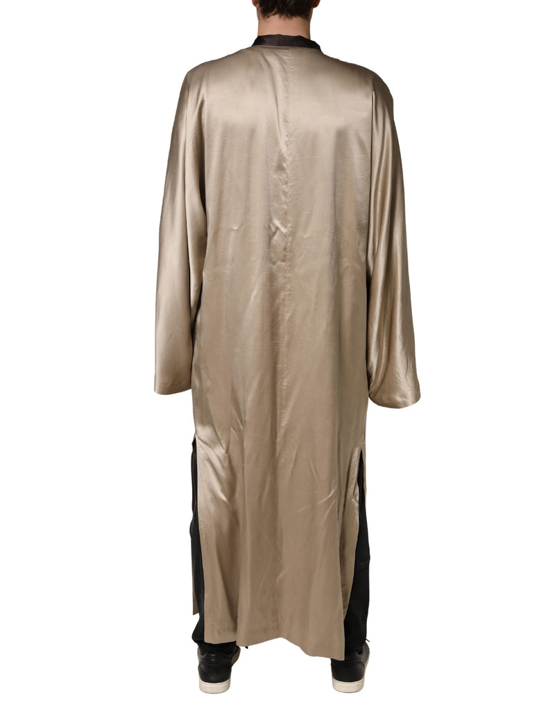 Manteau long Dolce &amp; Gabbana en satin de soie beige