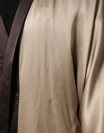 Manteau long Dolce &amp; Gabbana en satin de soie beige