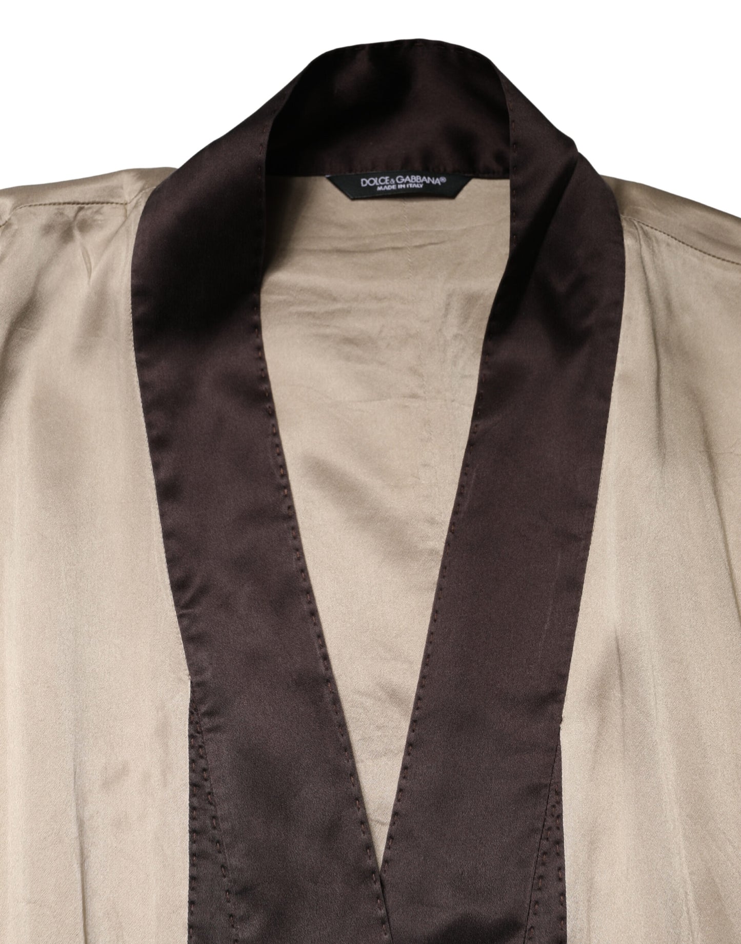 Manteau long Dolce &amp; Gabbana en satin de soie beige