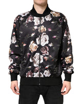 Dolce &amp; Gabbana Veste bomber zippée en polyester noir à motif floral