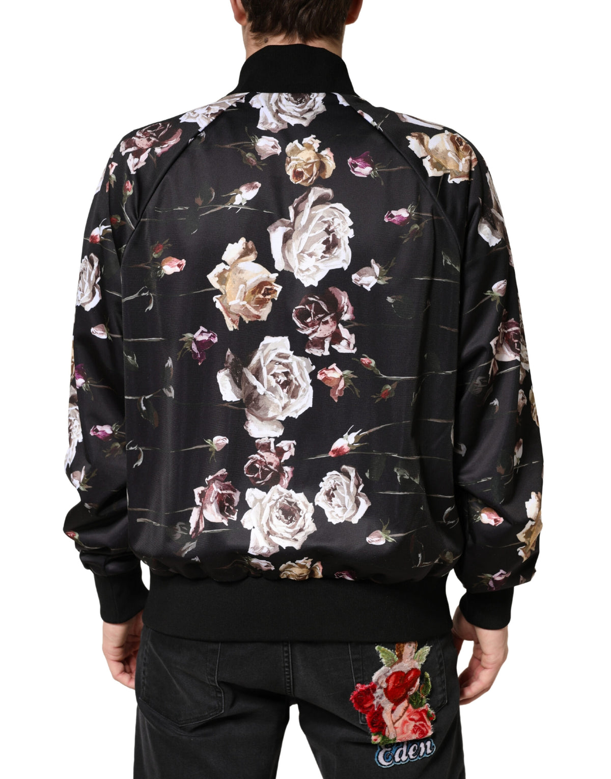 Dolce &amp; Gabbana Veste bomber zippée en polyester noir à motif floral