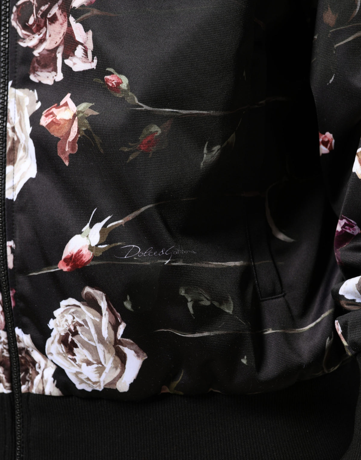 Dolce &amp; Gabbana Veste bomber zippée en polyester noir à motif floral