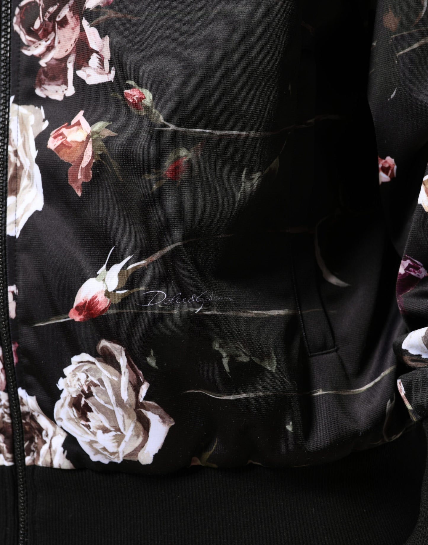 Dolce &amp; Gabbana Veste bomber zippée en polyester noir à motif floral
