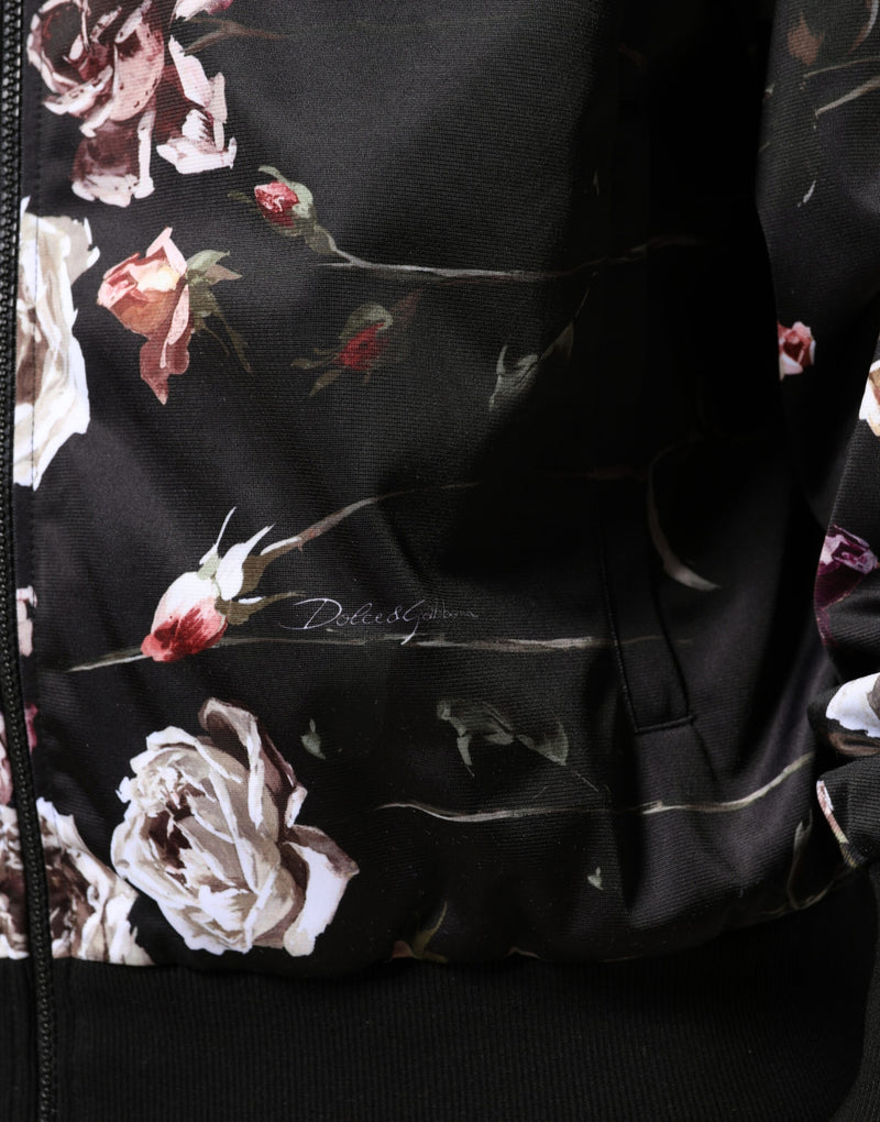 Dolce &amp; Gabbana Veste bomber zippée en polyester noir à motif floral