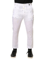 Daniele Alessandrini White Paint Print Skinny Fit Trouser Pants