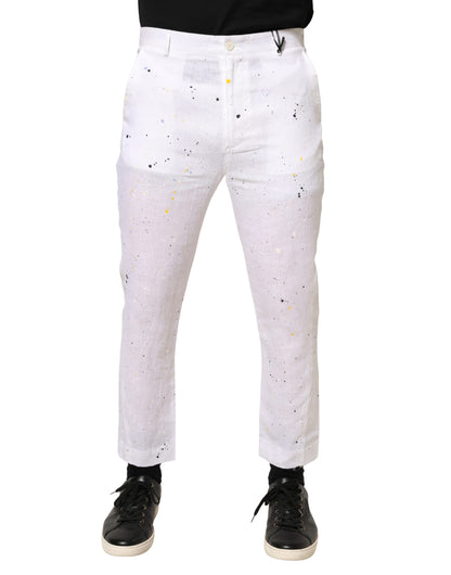 Daniele Alessandrini White Paint Print SkinnyFit Pantalonbroek