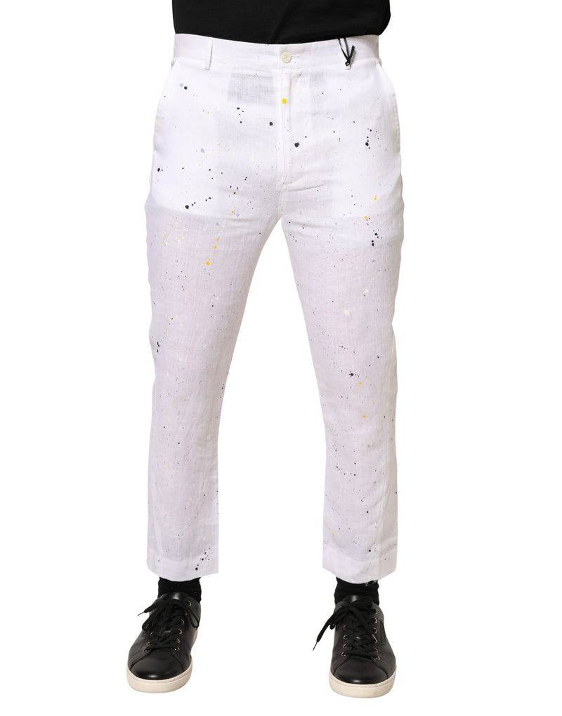 Daniele Alessandrini White Paint Print SkinnyFit Pantalonbroek