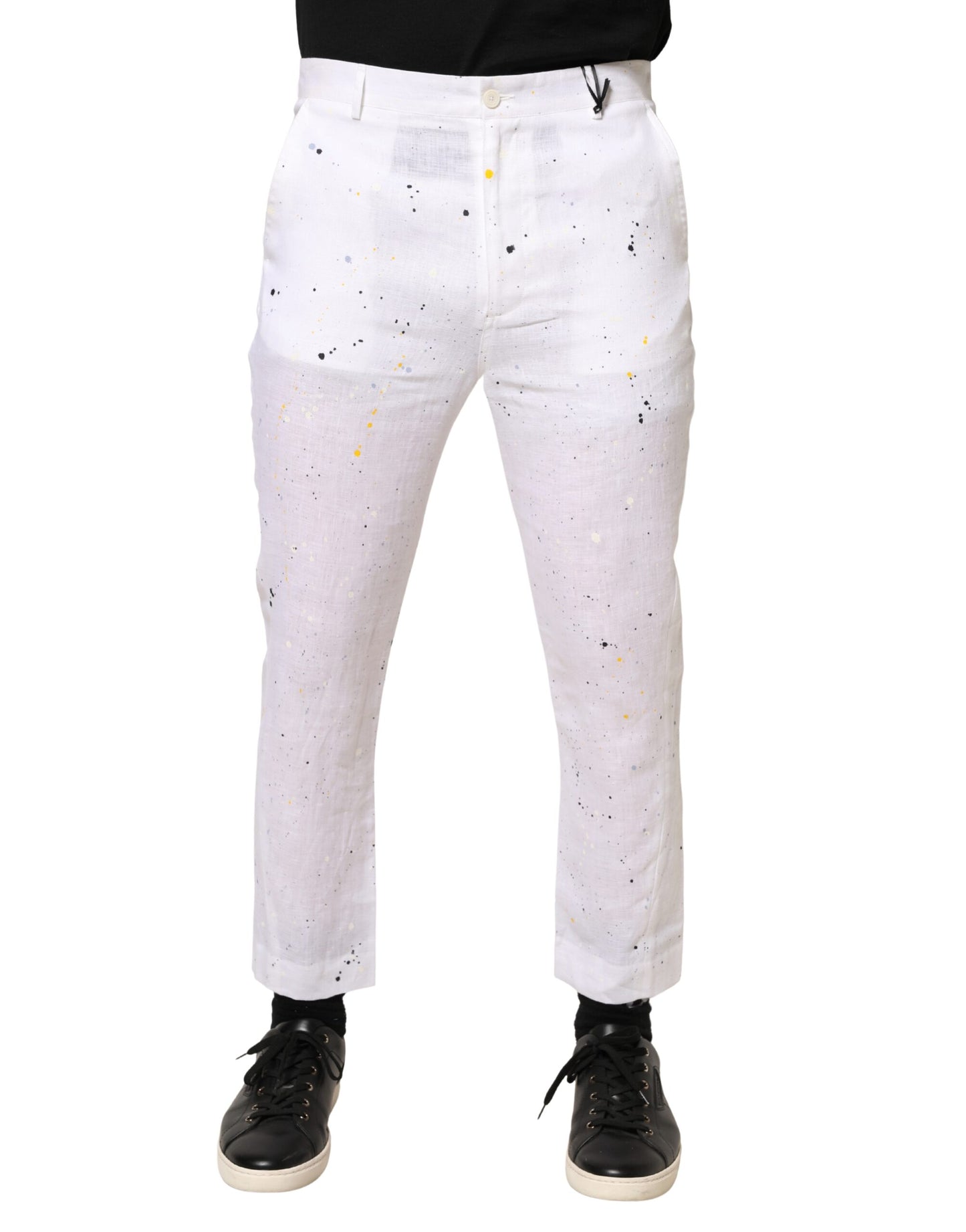 Daniele Alessandrini White Paint Print SkinnyFit Pantalonbroek