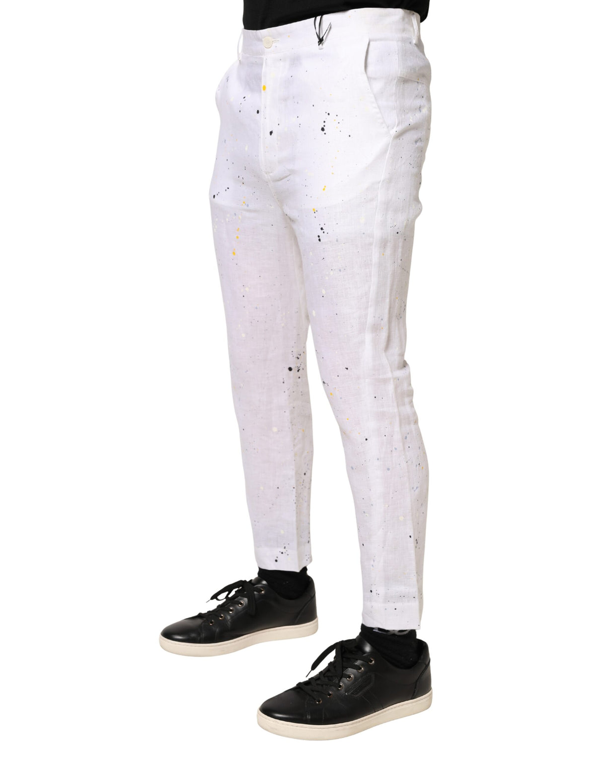 Daniele Alessandrini White Paint Print Skinny Fit Trouser Pants