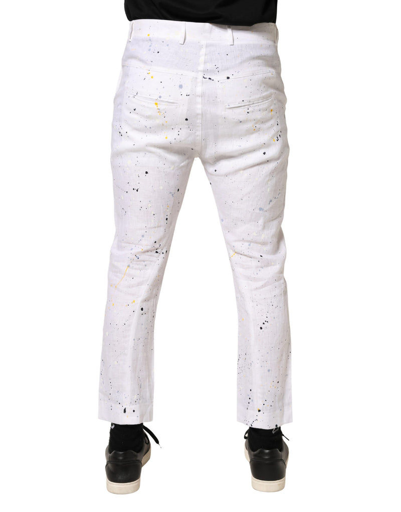 Daniele Alessandrini White Paint Print SkinnyFit Pantalonbroek