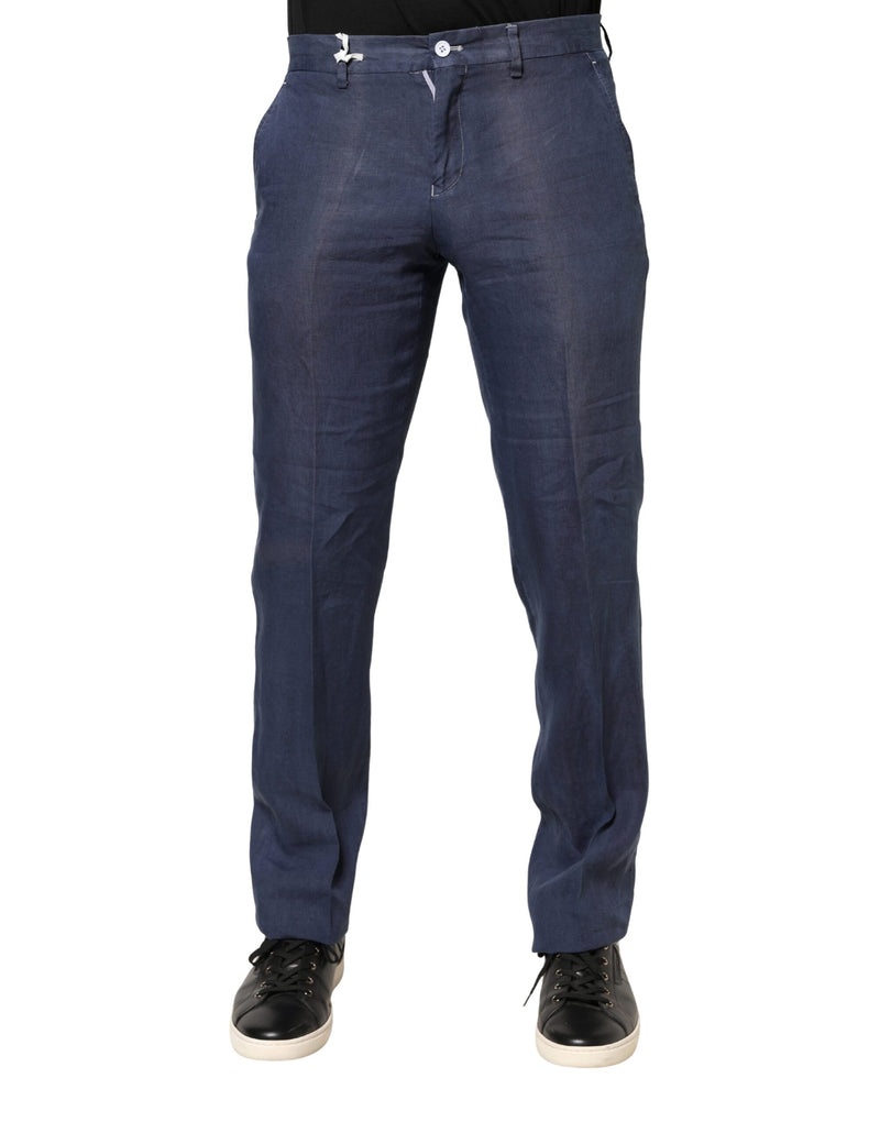 Domenico Tagliente marineblauwe skinny chino broek met middelhoge taille voor heren