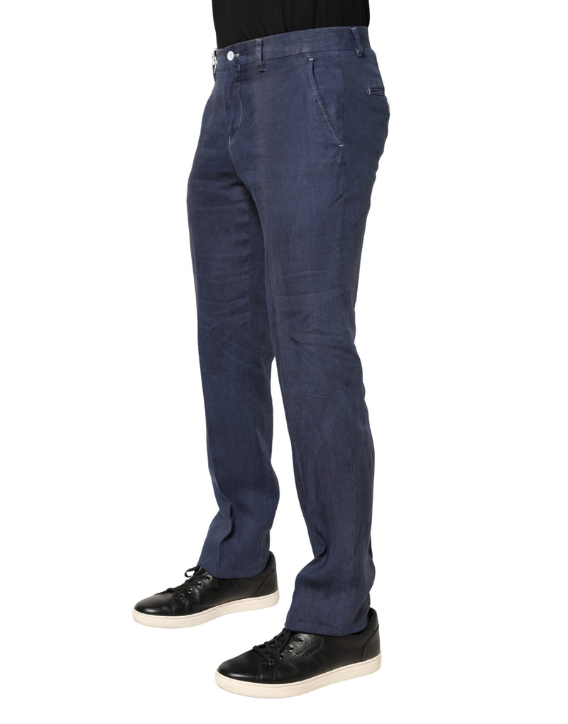Domenico Tagliente marineblauwe skinny chino broek met middelhoge taille voor heren