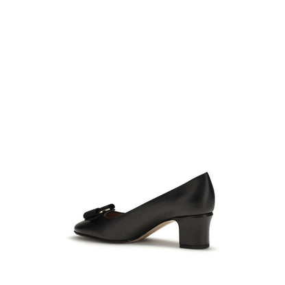 Ferragamo Black Calf Leather Bos Taurus High Heel Pumps